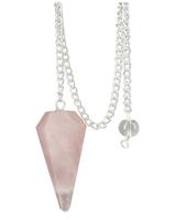 Pendel facet roze kwarts 1 Stuks