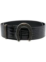 Moschino Pre-Owned ceinture en cuir à effet crocodile (2000) - Noir