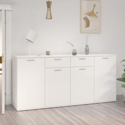 Dressoir 160x36x75 cm bewerkt hout hoogglans wit
