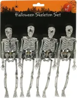Halloween figuur skelet 17cm wit 4 stuks
