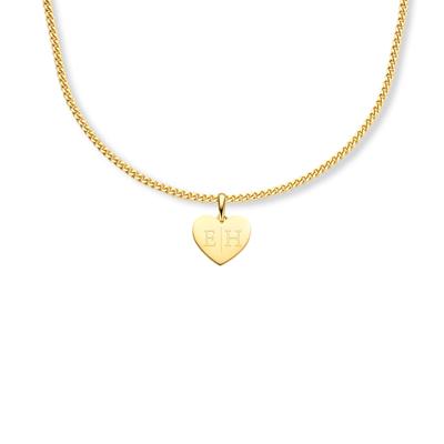 Gegraveerde initialen ketting hartje -14K GOUD - Goud - Gourmet chain + € 60,00
