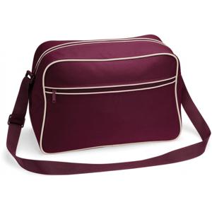 Schoudertas Retro - bordeaux rood - met rits zakken - middelgroot - 40 x 28 x 18 cm - 18L