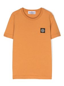 Stone Island Junior t-shirt en coton à patch logo - Orange