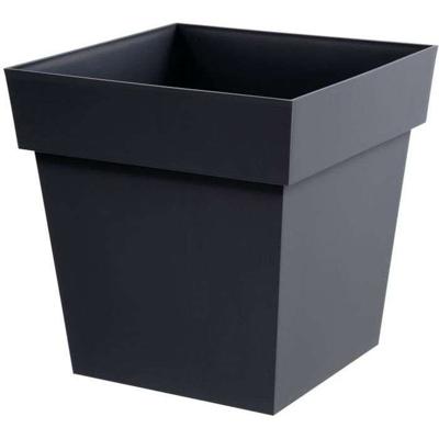 EDA Toscane vierkante bloempot - 39 x 39 x H 39 cm - 38 L - Antracietgrijs