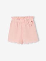 Short met ruches voor meisjes van katoenen gaas lichtroze
