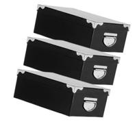 Spullen Opbergdoos box - 3x - zwart - 28 x 20 x 11 cm - Karton - Diverse toepassingen