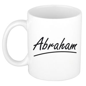 Naam cadeau mok / beker Abraham met sierlijke letters 300 ml   -