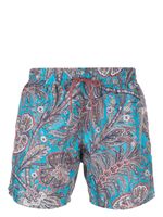 ETRO short de bain fleuri à lien de resserrage - Bleu - thumbnail