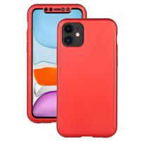 Voor iPhone 11 schokbestendige PC volledige dekking beschermhoes met gehard glas film (rood)