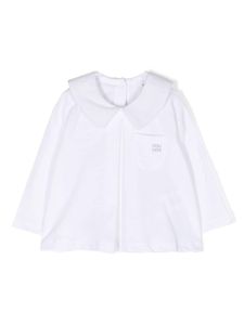 Douuod Kids blouse en coton à col claudine - Blanc