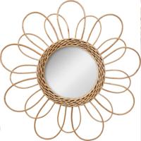 Wandspiegel - bloem - rotan -  D38 cm - bohemian/boho spiegel   -