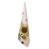 Clayre & Eef Theedoek 50x70 cm Beige Geel Katoen Zonnebloemen Keukenhanddoek Beige Keukenhanddoek