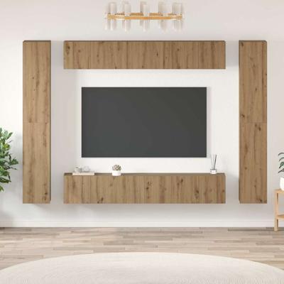 Tv-meubelset 10 pcs artisanaal eikenkleurig 30.5 x 30 x 90 cm