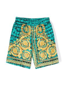 Versace Kids short en soie à imprimé baroque - Vert