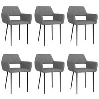 vidaXL Eetkamerstoelen 6 st stof lichtgrijs - thumbnail
