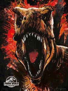 Jurassic World Fallen Kingdom T-rex Sketch Art Print 30x40cm