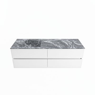 MONDIAZ VICA-DLUX 150cm badmeubel onderkast Talc 4 lades. Inbouw wastafel CLOUD links 1 kraangat, kleur Lava.