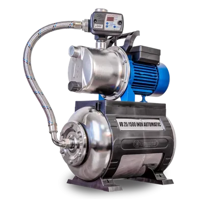 VB 25/1500 INOX Automatic Hydrofoorpomp, met INOX waaier, pompbehuizing en drukvat, 1500 W, 6,300 l/h, 4,8 bar, 25 L