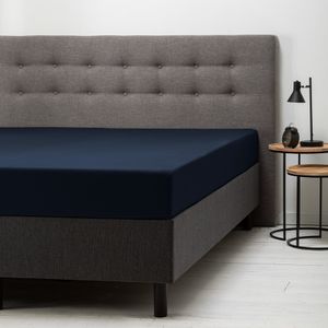 Hoeslaken verkoelend Katoen - Navy - 80x200 cm - Blauw - Fresh and Co - Dekbed-Discounter.nl