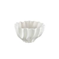 PTMD Merc White ceramic pot wavy ribbed low L