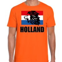 Oranje t-shirt met leeuw en vlag Holland / Nederland supporter voor heren tijdens EK/ WK - thumbnail