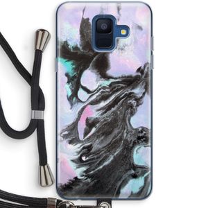 Pastel zwart: Samsung Galaxy A6 (2018) Transparant Hoesje met koord