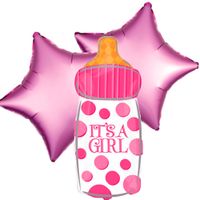 Ballonboeket baby drinkfles girl - thumbnail