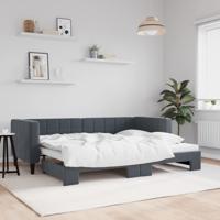 Slaapbank met onderschuifbed 80x200 cm fluweel donkergrijs