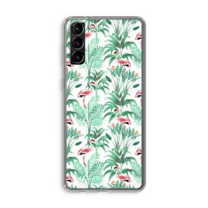 Flamingo bladeren: Samsung Galaxy S21 Plus Transparant Hoesje