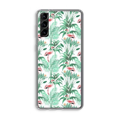 Flamingo bladeren: Samsung Galaxy S21 Plus Transparant Hoesje