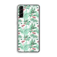 Flamingo bladeren: Samsung Galaxy S21 Plus Transparant Hoesje
