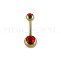 Navelpiercing goudkleurig rood