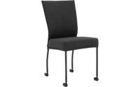 Goossens Eetkamerstoel Funk Zwarte Poten antraciet stof leuning en met wielen, modern design Goossens Eetkamerstoel Funk Zwarte Poten antraciet stof leuning en met wielen, modern design