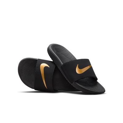 Nike Kawa Slippers Kids Zwart Goud Nike Kawa Slippers Kids Zwart Goud