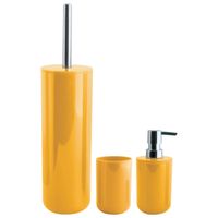 MSV Badkameraccessoire Moods - toiletborstel in houder - beker - zeeppompje - saffraan geel - kunststof - Badkameraccess