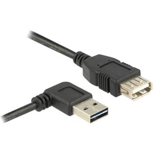 Delock USB-kabel USB 2.0 USB-A stekker, USB-A bus 1.00 m Zwart Stekker past op beide manieren, Vergulde steekcontacten, UL gecertificeerd 83551