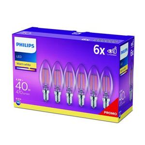 Philips LED filament kogel lamp helder niet dimbaar (6-pack) - E14 B3…