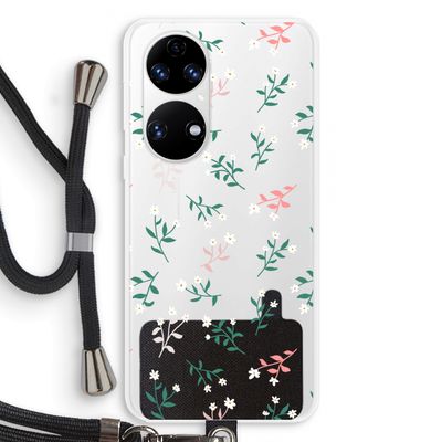 Small white flowers: Huawei P50 Transparant Hoesje met koord