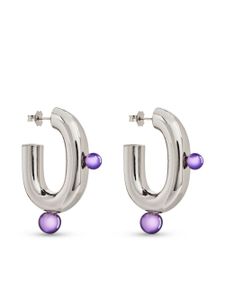 Rabanne boucles d'oreilles XL sertie de perle - Argent