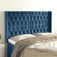 Hoofdbord met randen 147x16x118/128 cm fluweel donkerblauw