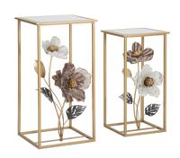 TAFEL BLOEMENSET 2 STUKS CM 36X36X70-30X30X60