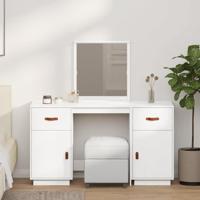 Kaptafelset met spiegel massief grenenhout wit