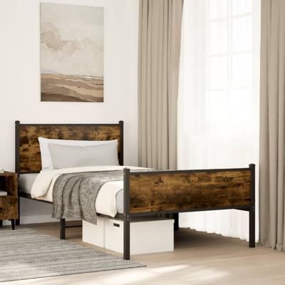 Bedframe zonder matras metaal gerookt eikenkleurig 100x200 cm