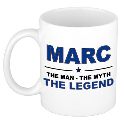 Marc cadeau mok - man myth legend - naam koffiemok / beker - wit en blauw - 300 ml
