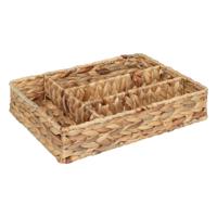 Bestekbak indeling / keuken organizer - 4-vaks - Riet - 24 x 34 x 7 cm - naturel