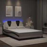 Bedframe "Viana" met LED zonder matras kunstleer wit en zwart 140x190 cm