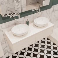 Mondiaz Lush Barco badmeubel underlayment 120 cm 2 lades mdf 2 waskommen beide zijden zonder kraangat