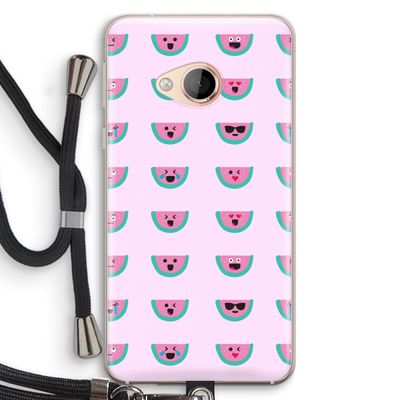 Smiley watermeloenprint: HTC U Play Transparant Hoesje met koord