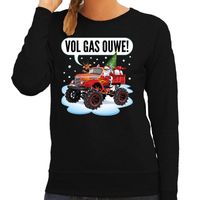 Foute Kersttrui monstertruck santa zwart voor dames - thumbnail