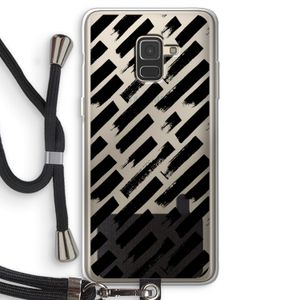 Zwarte vegen: Samsung Galaxy A8 (2018) Transparant Hoesje met koord